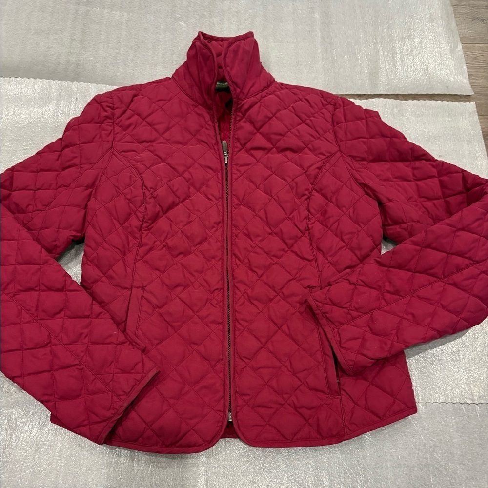 [XS]Eddie Bauer Women's Quilted Magenta Red Goose Down Jacket 650
